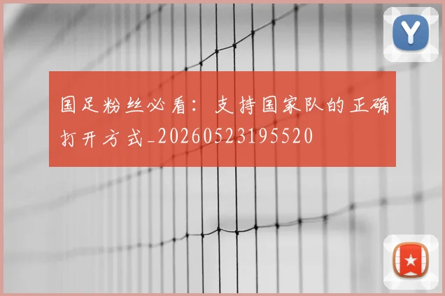 国足粉丝必看：支持国家队的正确打开方式_20260523195520